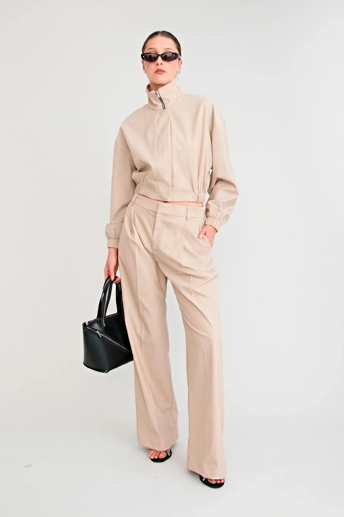 Zena Bomber Jacket Beige - Image 3
