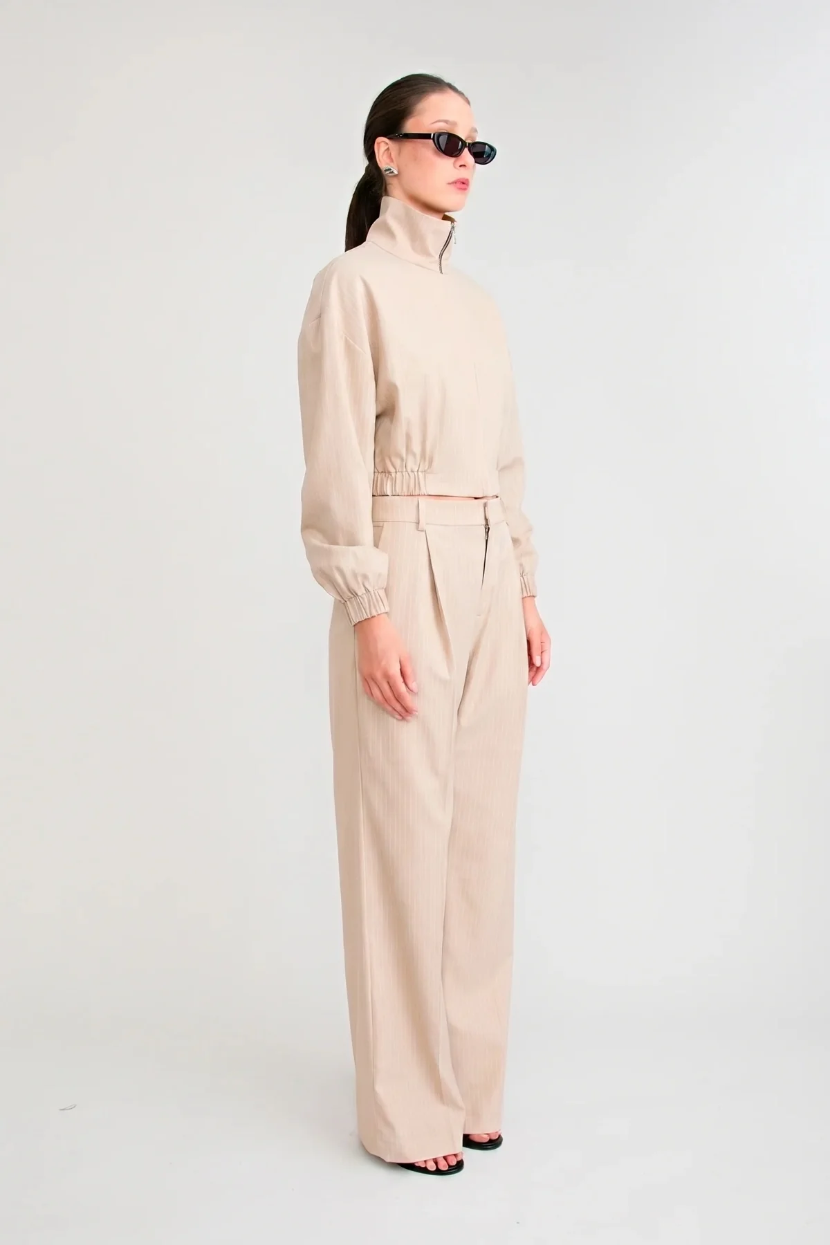 Zena Bomber Jacket Beige - Image 5