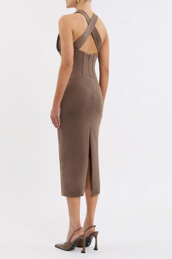 Mischa Midi Dress Mocha - Image 4