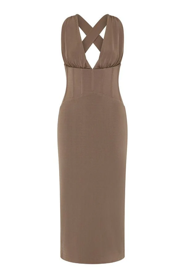 Mischa Midi Dress Mocha - Image 5
