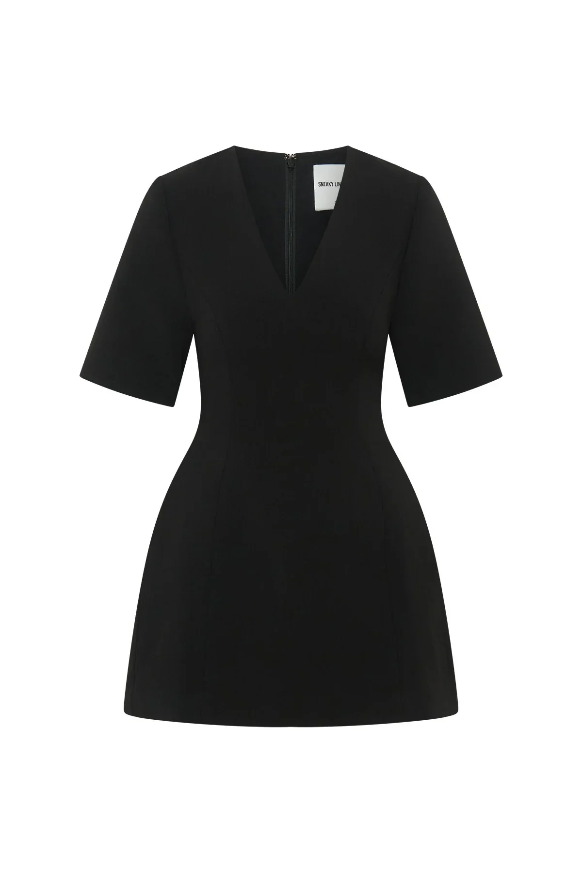 Bobbie V Neck Mini Dress Black - Image 3