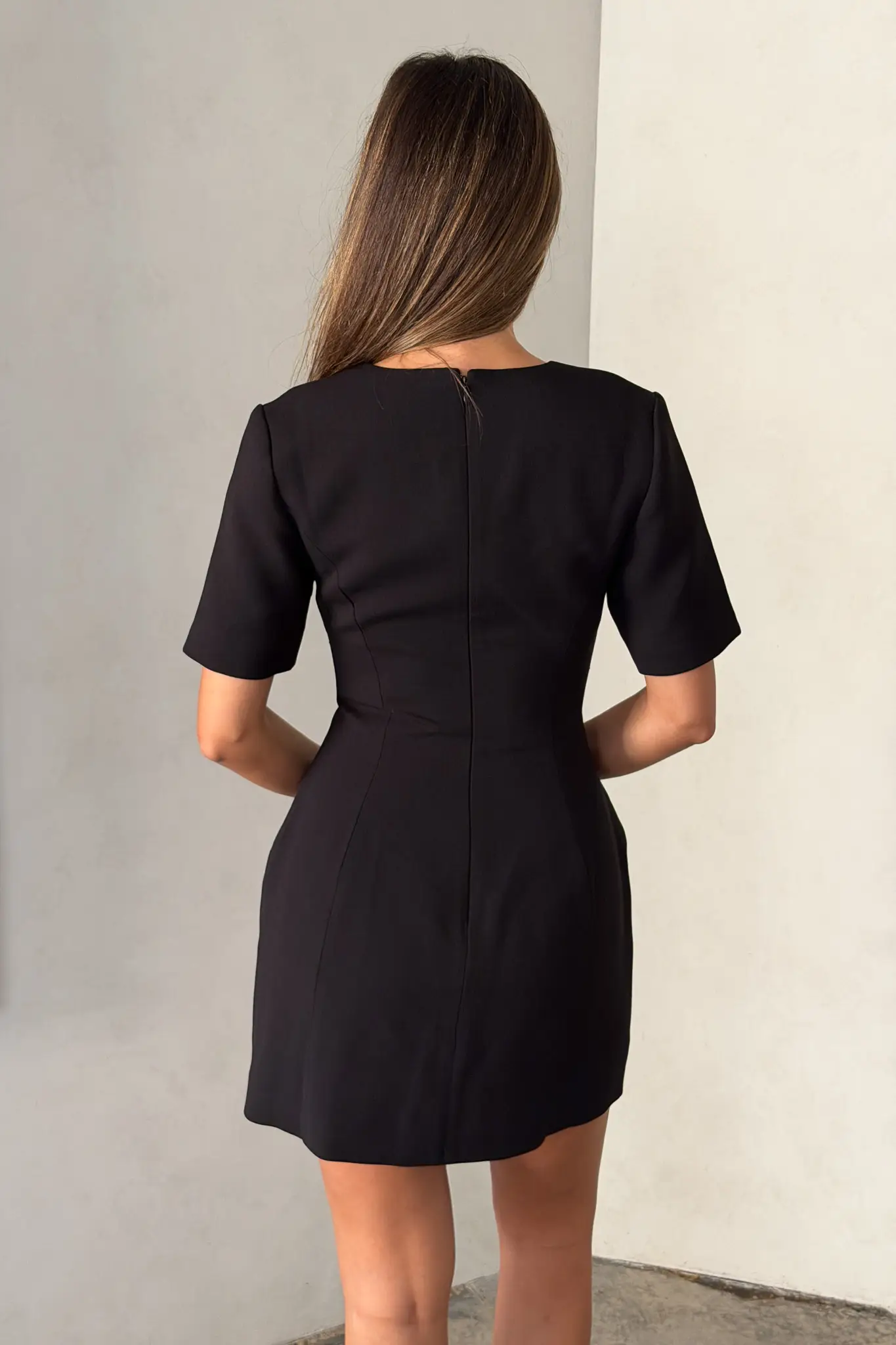 Bobbie V Neck Mini Dress Black - Image 6