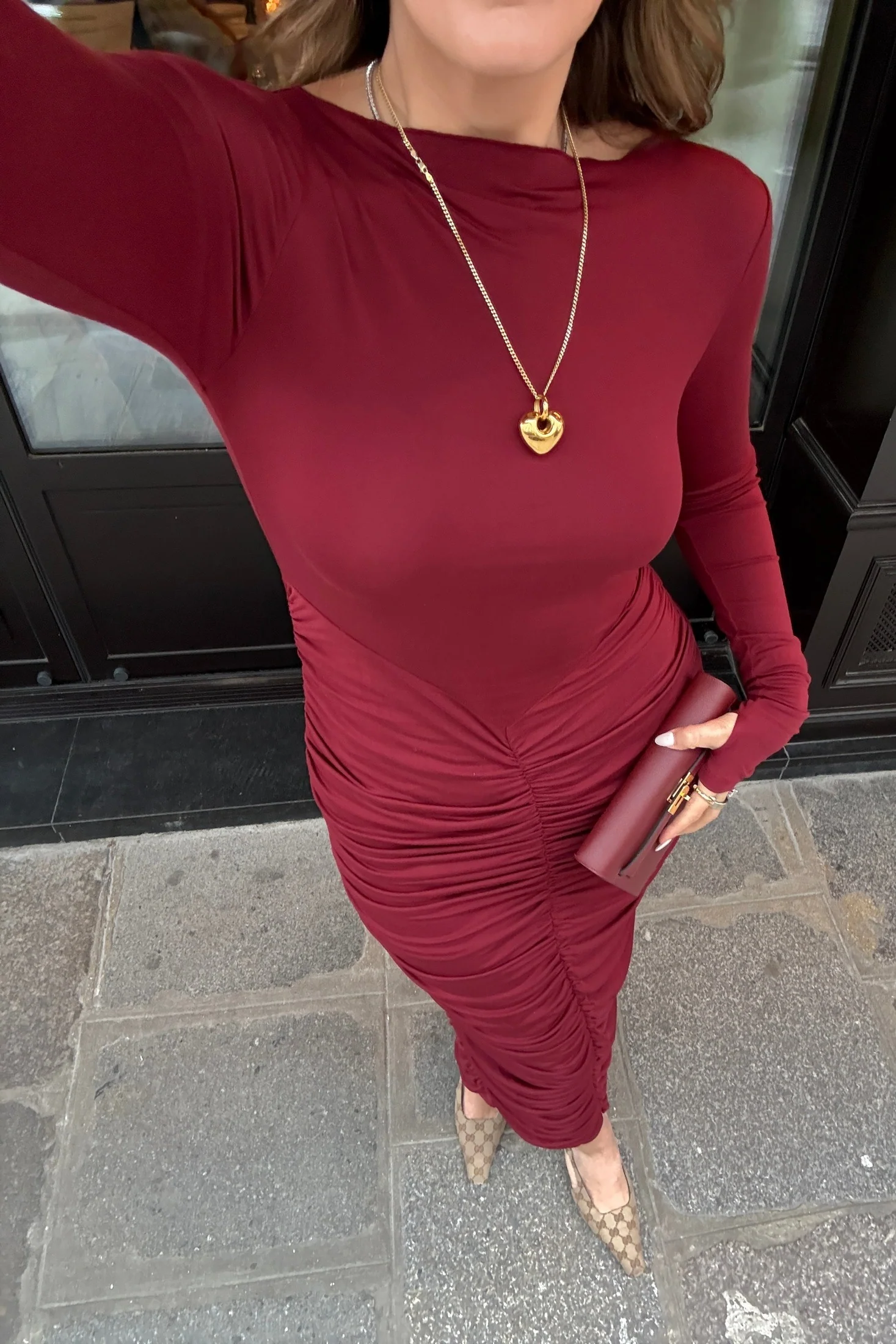 Caterina Midi Dress Burgundy - Image 2