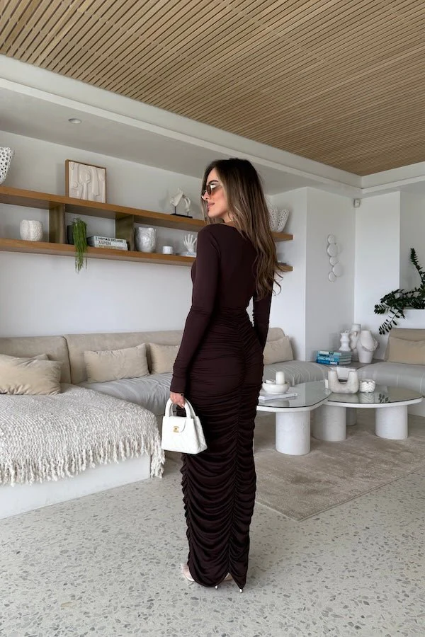 Caterina Midi Dress Chocolate - Image 10