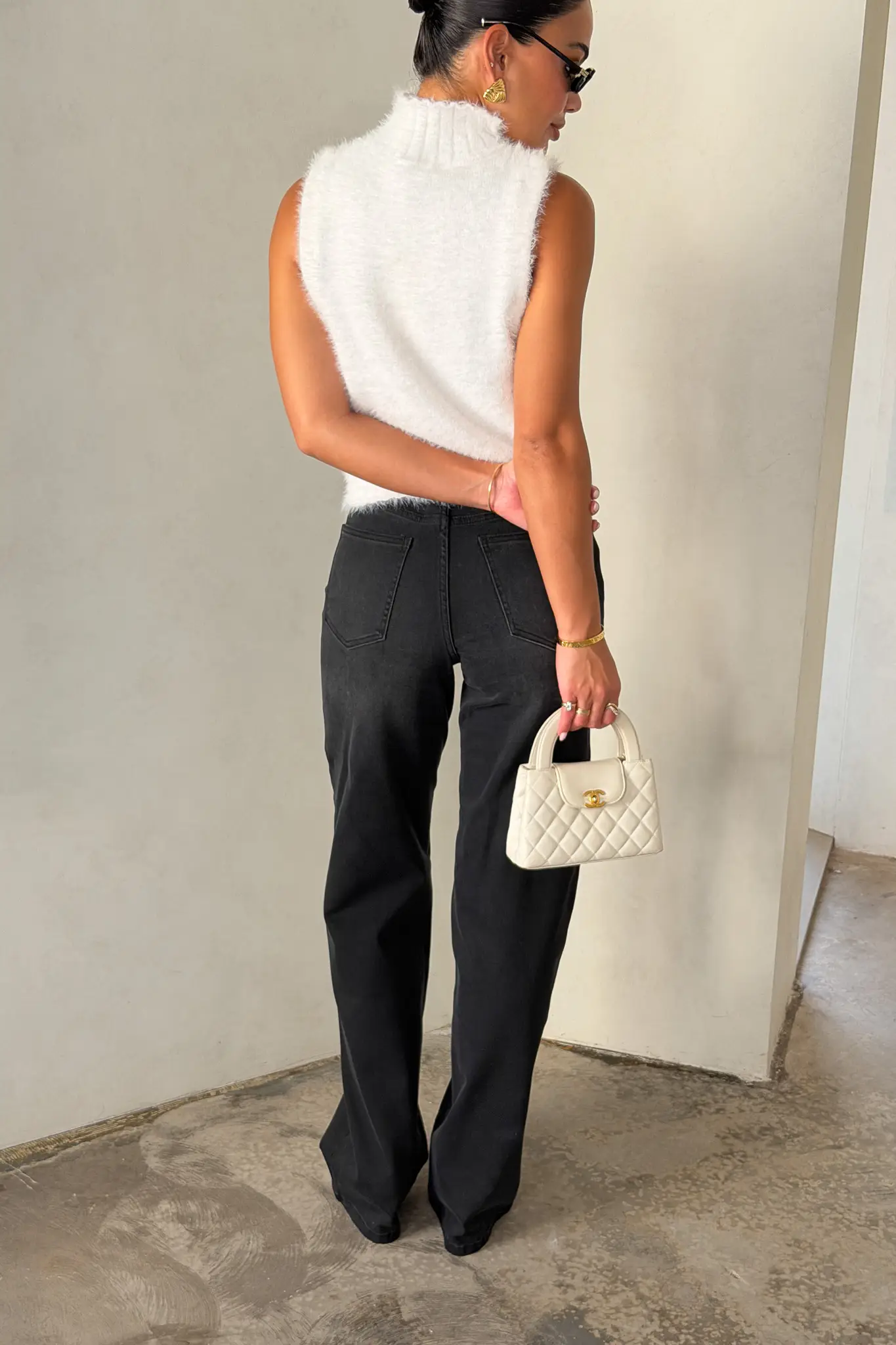 Celine High Rise Stretch Jean Black Wash - Image 12