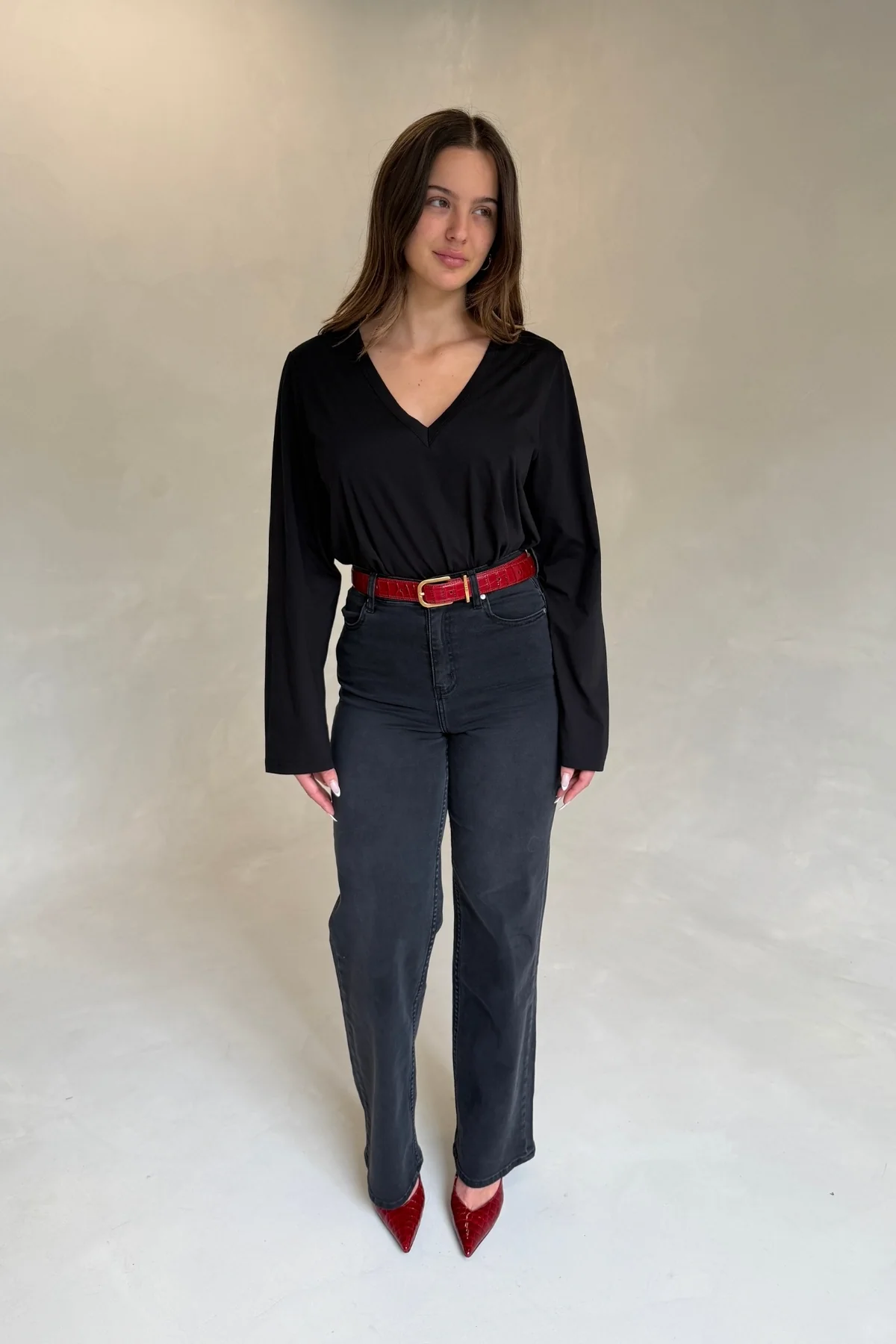 Celine High Rise Stretch Jean Black Wash - Image 4
