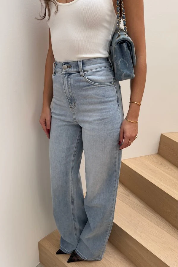 Celine High Rise Stretch Jean Light Blue - Image 11