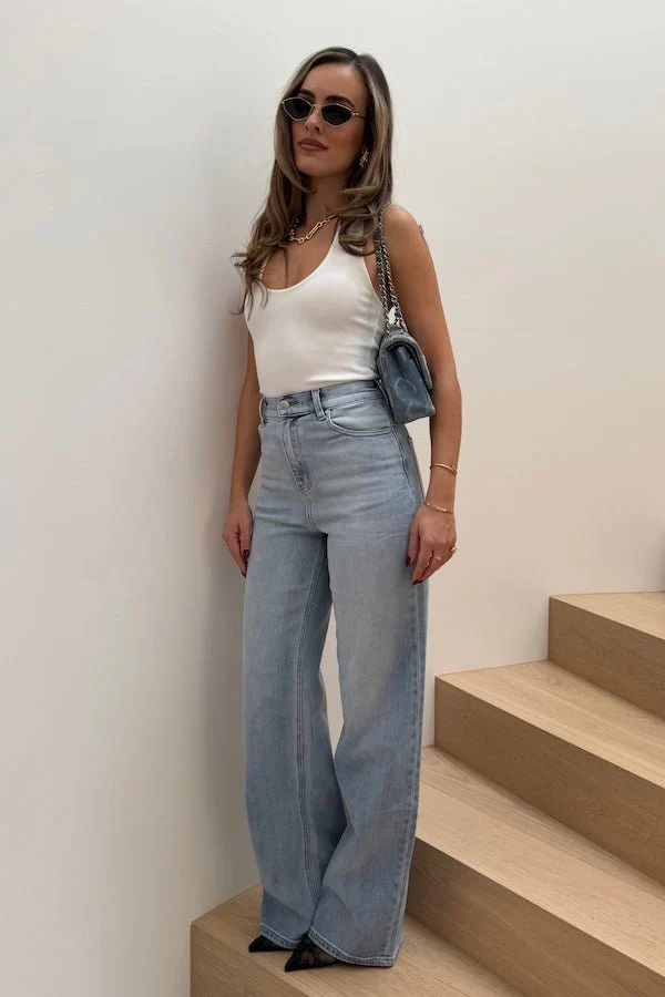 Celine High Rise Stretch Jean Light Blue - Image 7