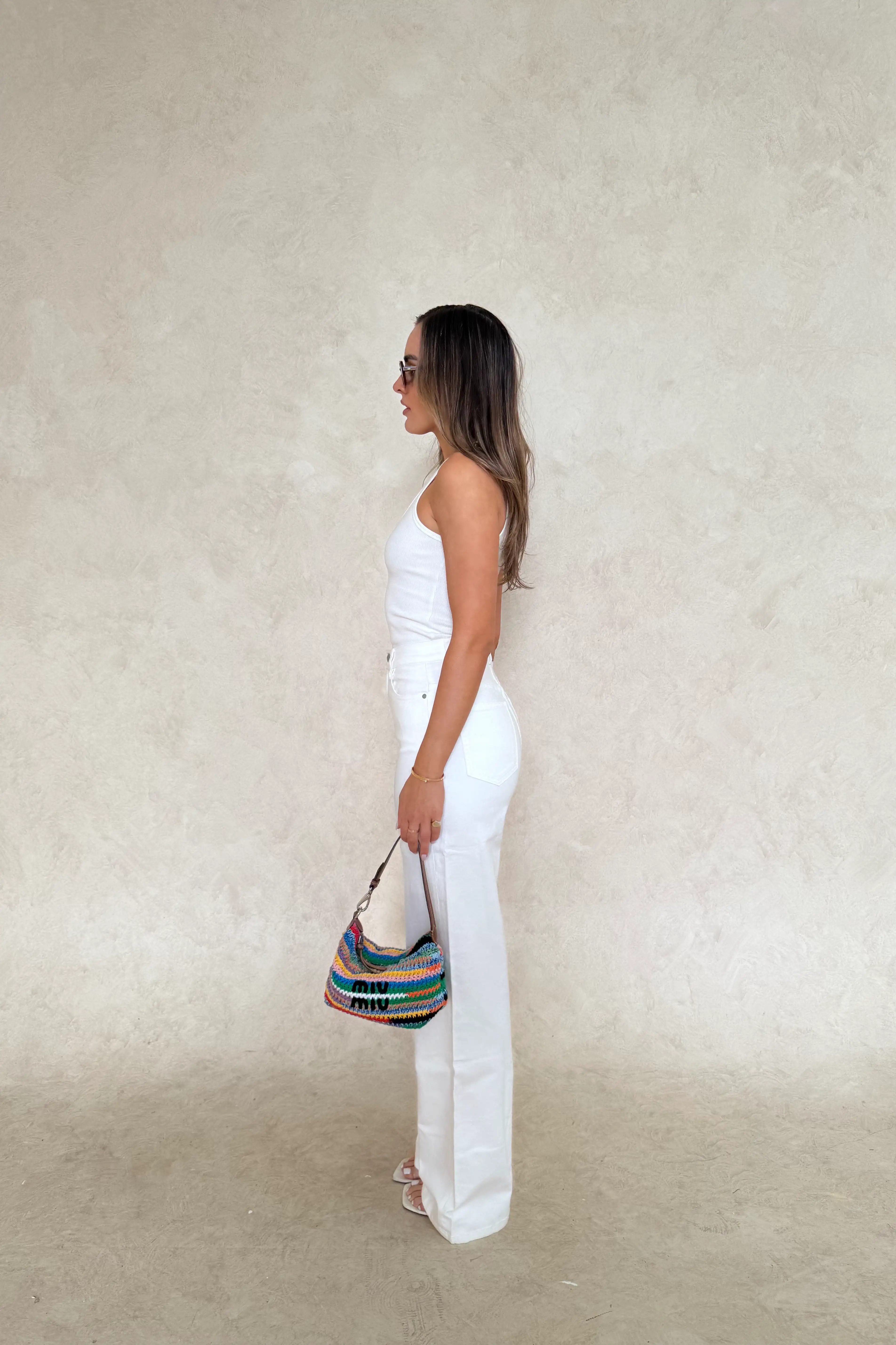 Celine High Rise Stretch Jean White - Image 11