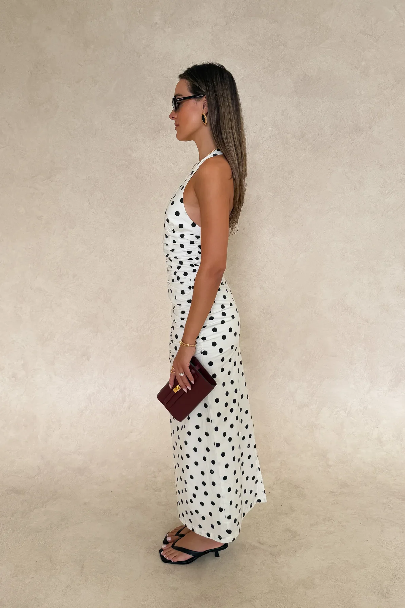 Chrissy Midi Dress White Polka Dot - Image 5