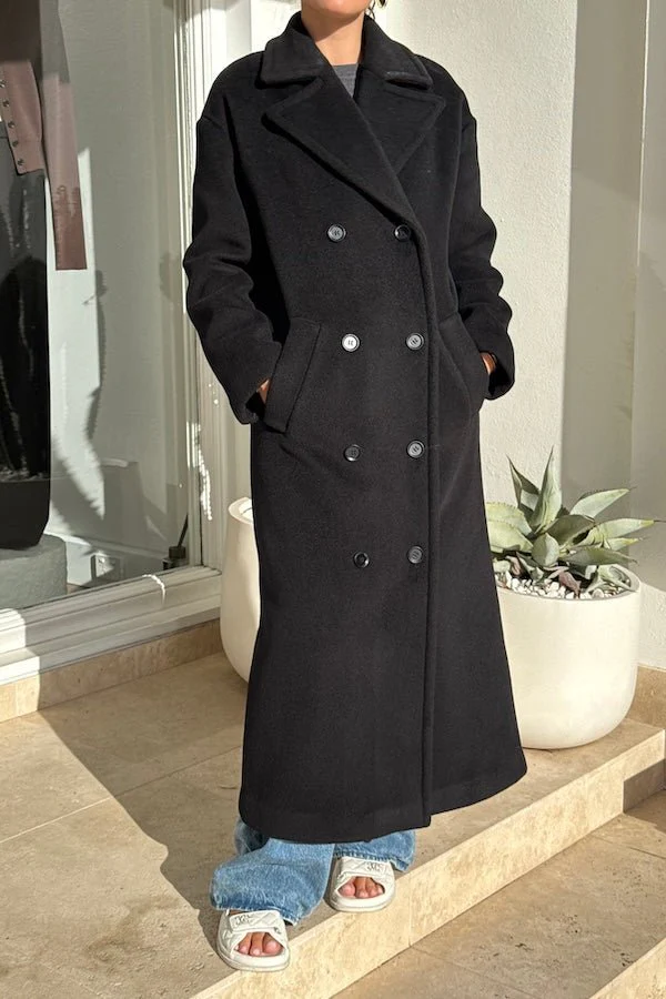 Double Breasted Coat Black - Image 8