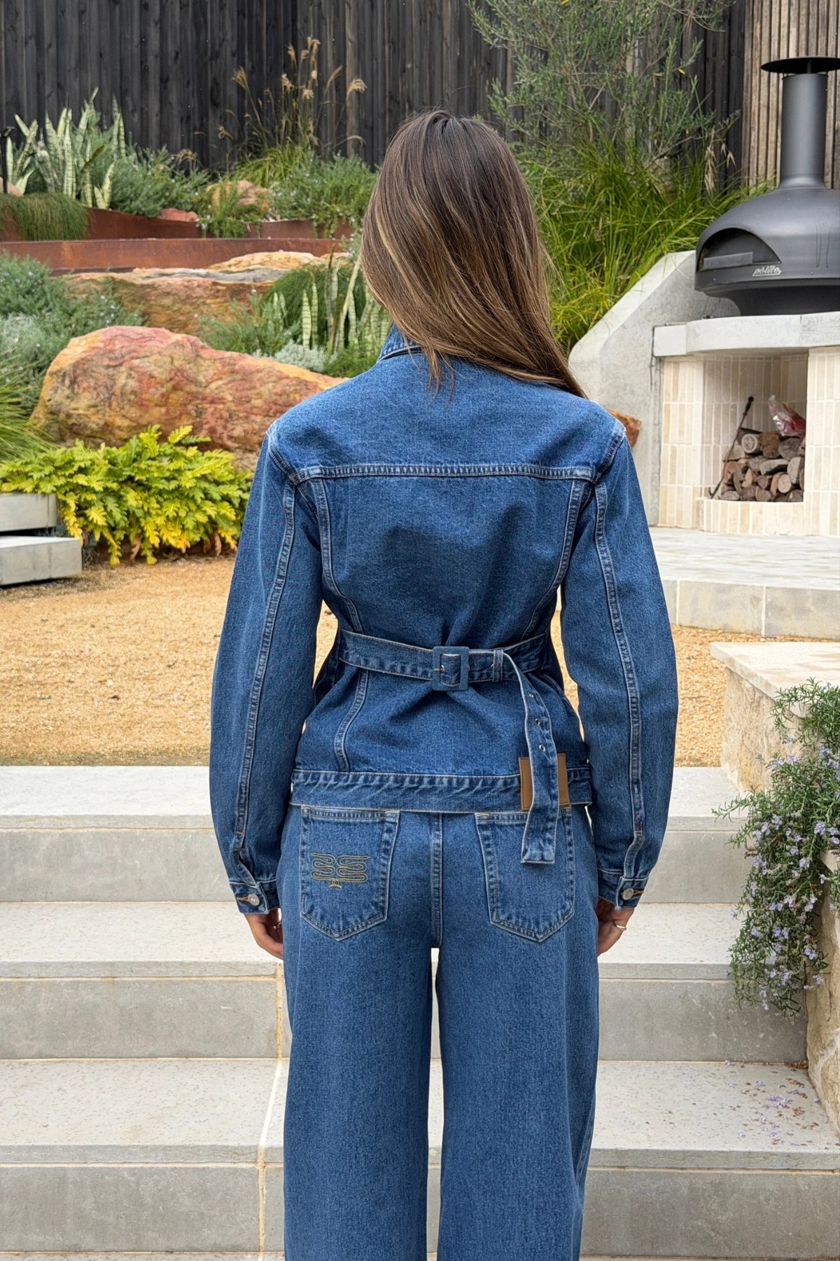 Ella Squire Cinched Denim Jacket Indigo - Image 3