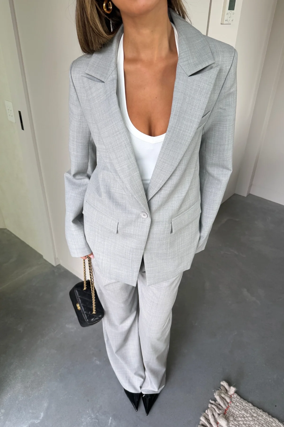Ella Squire Single Breasted Blazer Grey - Image 6
