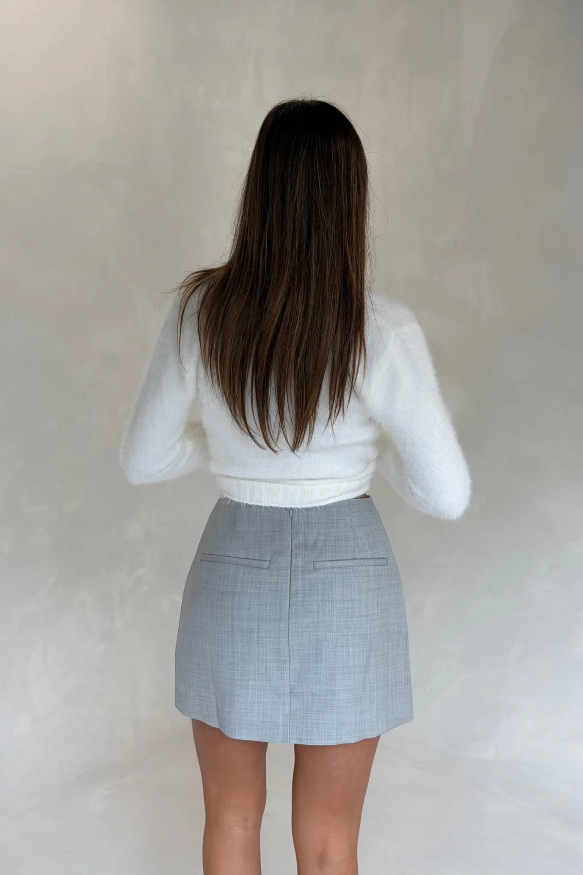 Ella Squire Tailored Mini Skirt Grey - Image 10