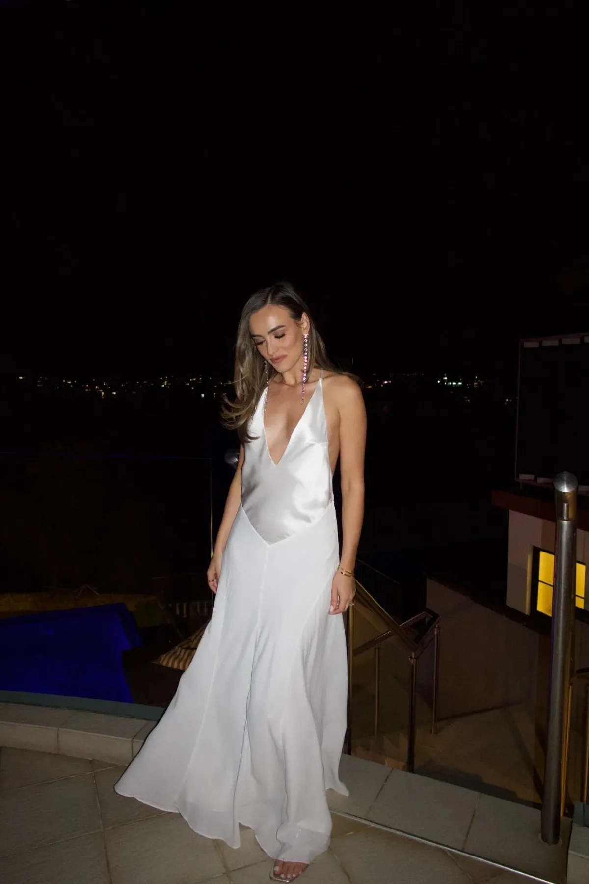 Gia V-Neck Maxi Dress White - Image 2