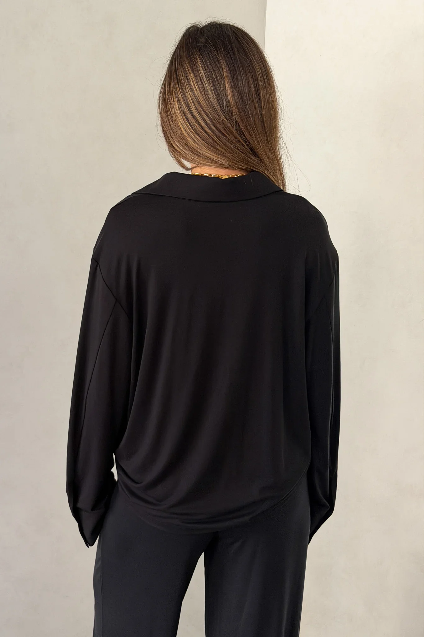 Hunter Long Sleeve Polo Top Black - Image 4