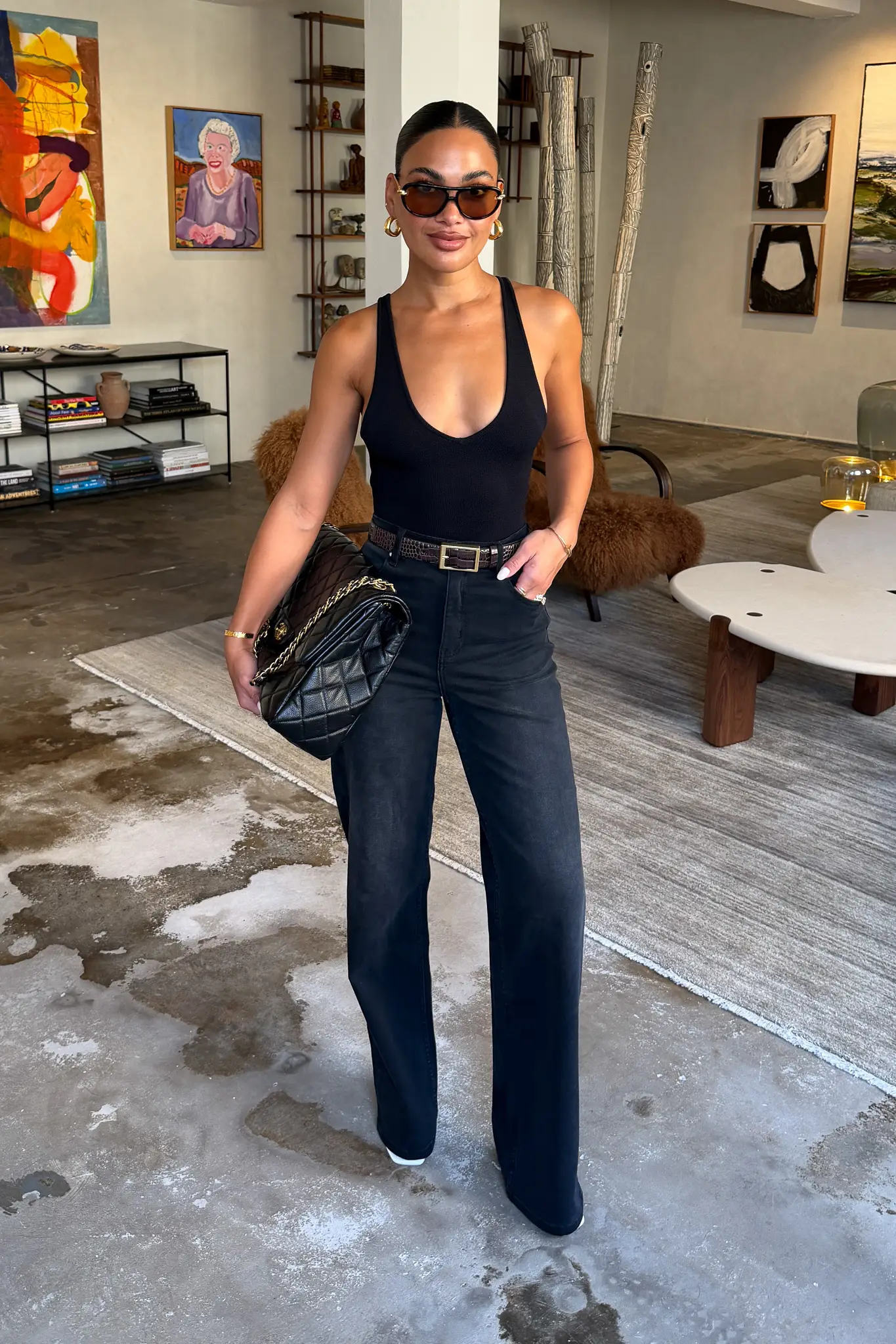 Celine High Rise Stretch Jean Black Wash - Image 3