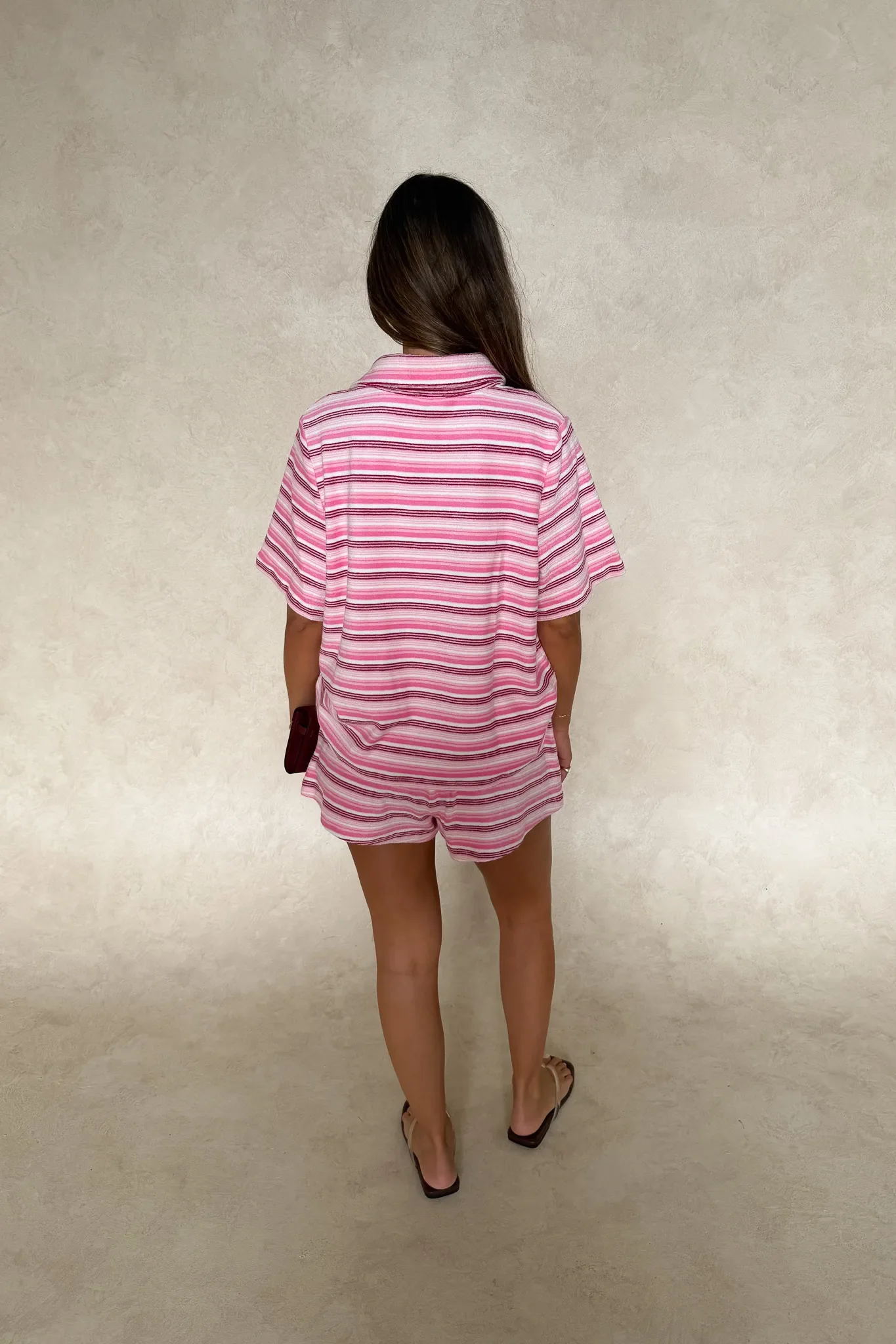 Jagger Towelling Shirt Pink Stripe - Image 4