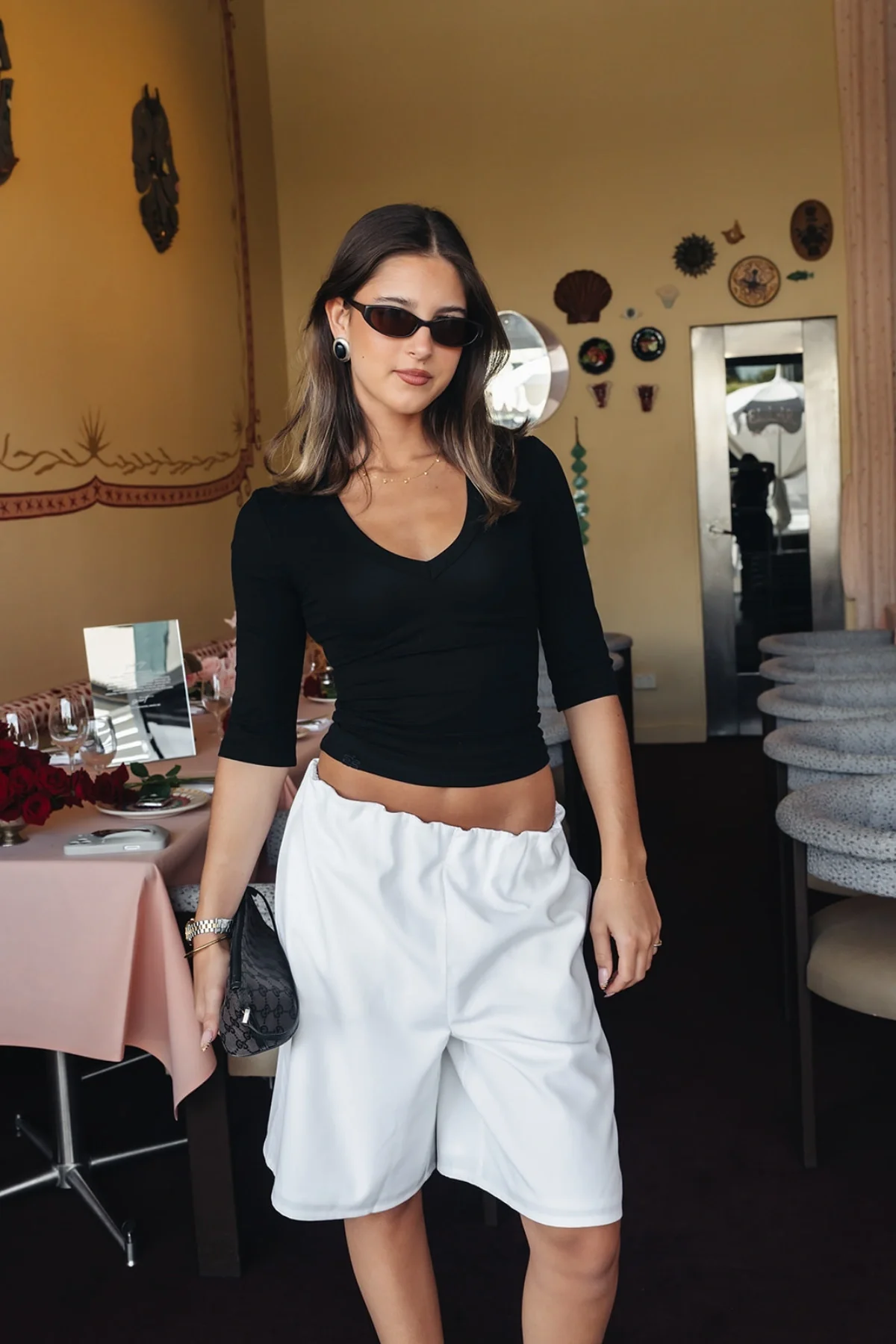 Jaz 3/4 Sleeve V Neck Jersey Top Black - Image 8