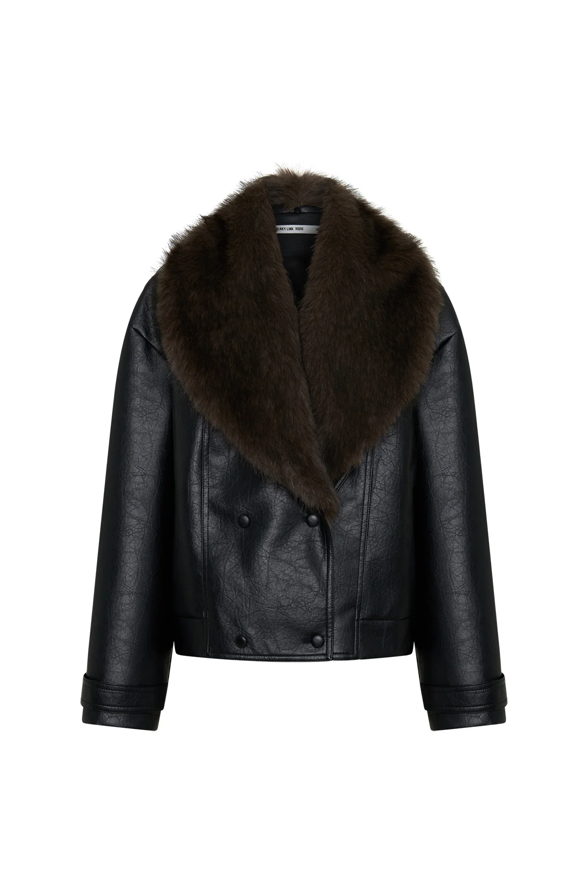 Jaz Faux Fur Collar Jacket Black - Image 2