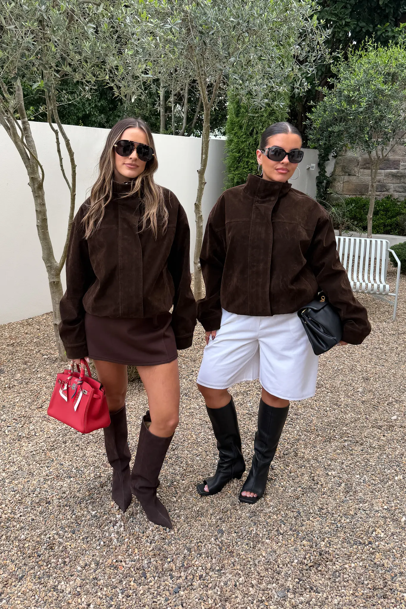 Jaz Faux Suede Funnel Jacket Chocolate - Image 7