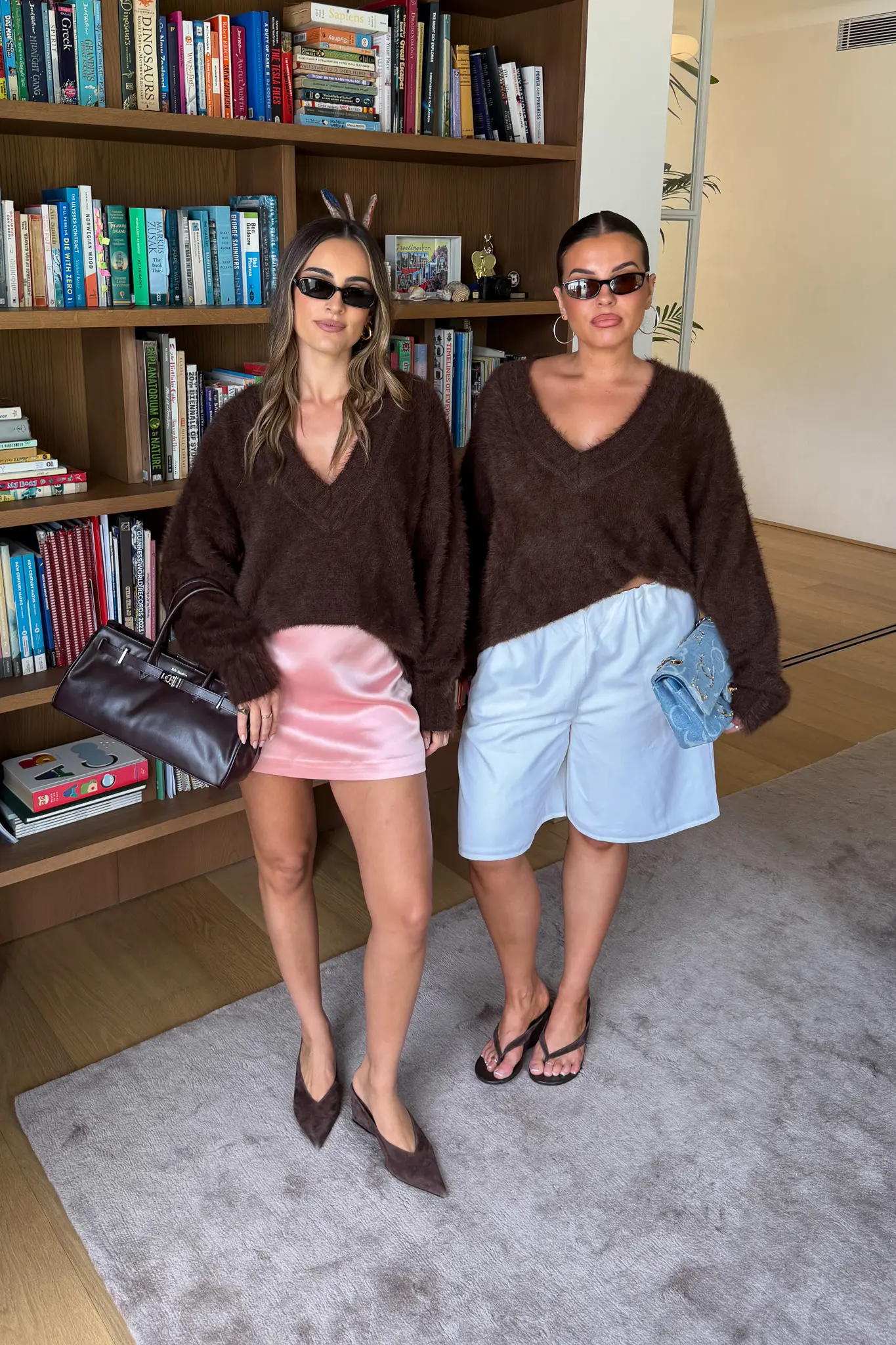 Jaz Fluffy V Neck Knit Chocolate - Image 5
