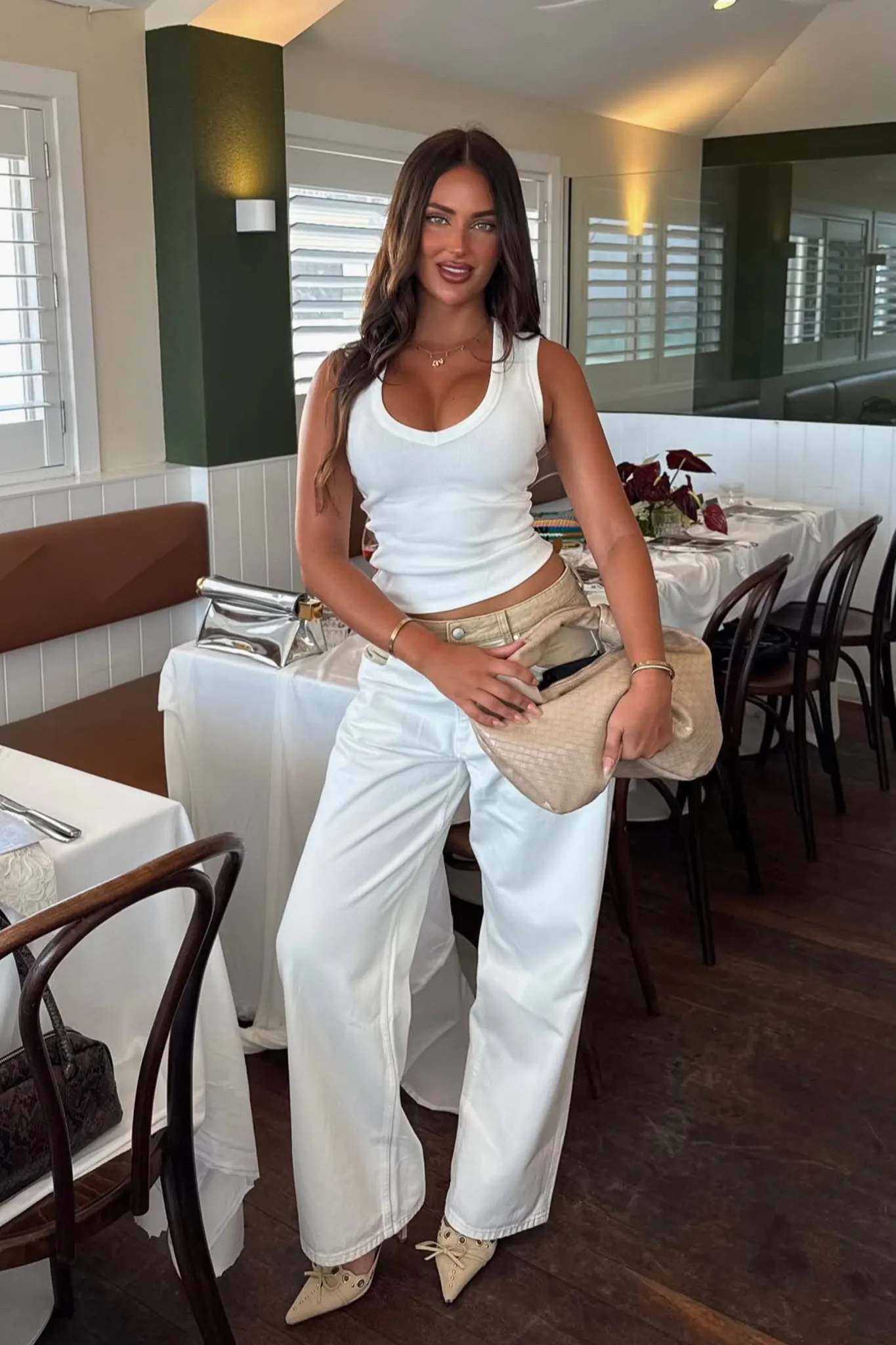 Jaz Hand V-Neck Cotton Tank White - Image 6