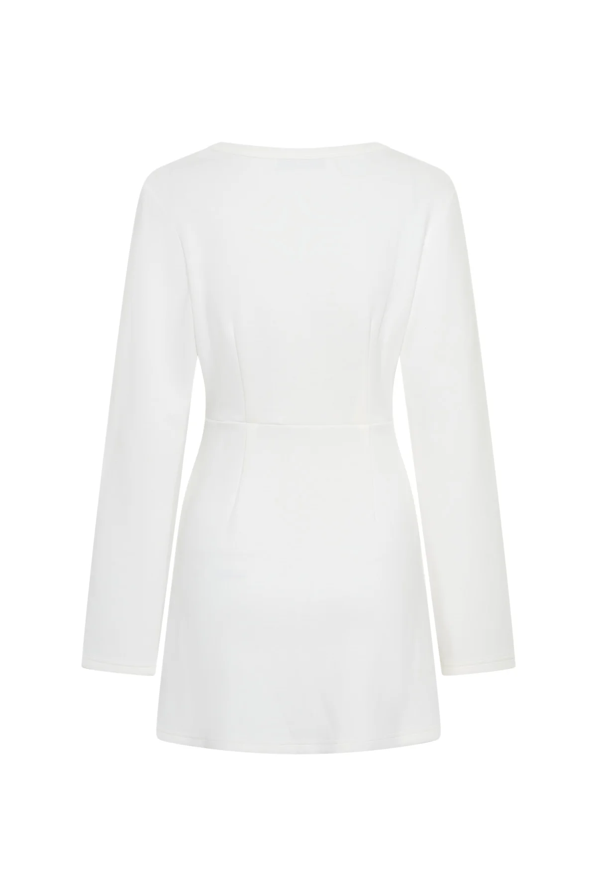 Jaz Long Sleeve Knot Mini Dress White - Image 9
