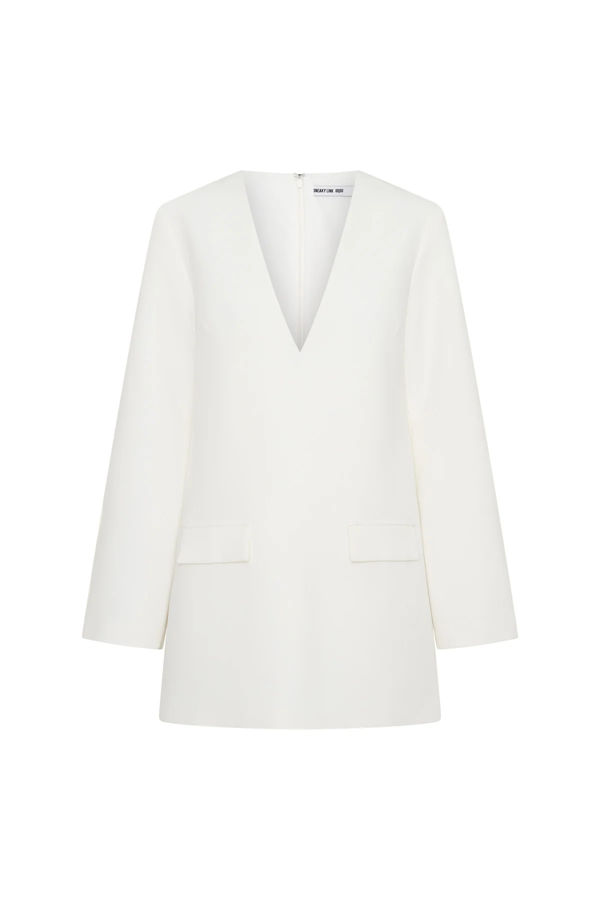 Jaz Suiting Long Sleeve Mini Dress White - Image 2