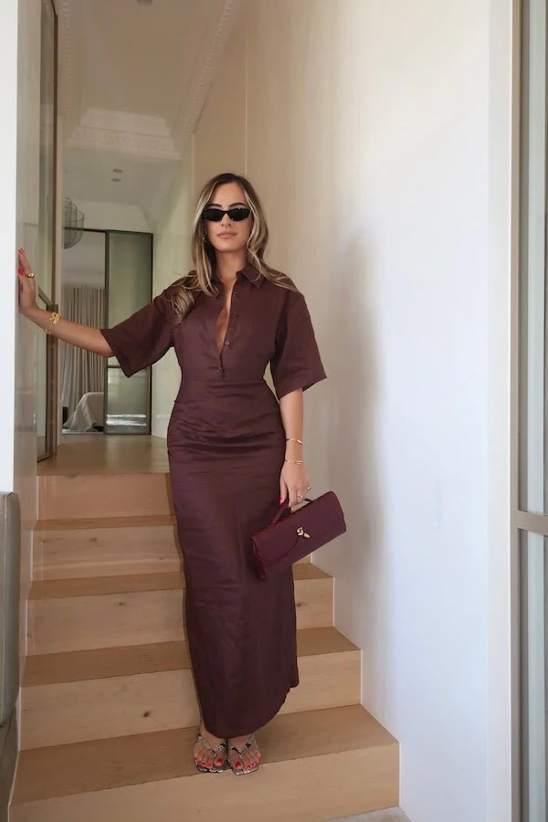 Lefka Midi Dress Chocolate - Image 11
