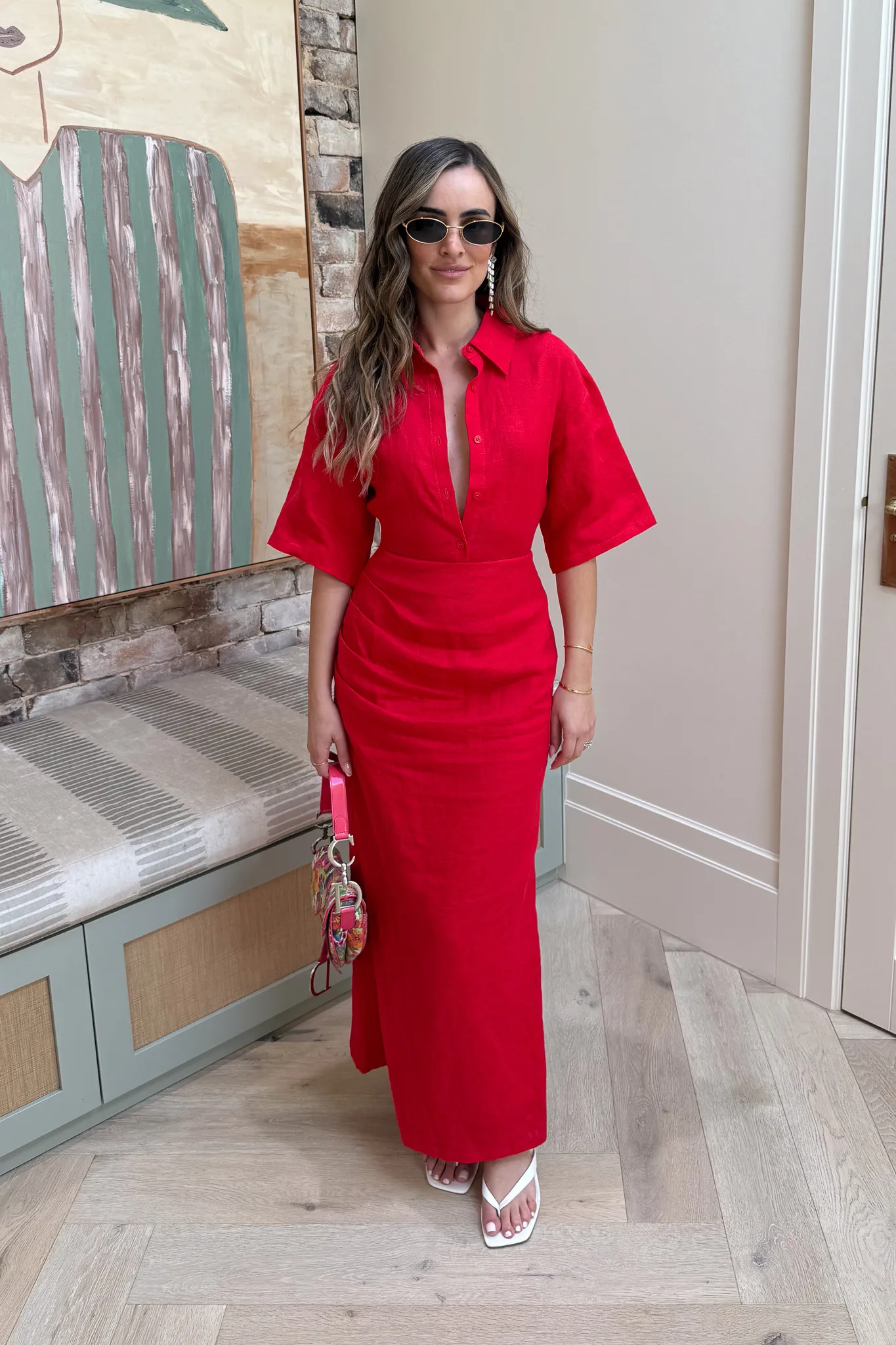 Lefka Midi Dress Red - Image 3