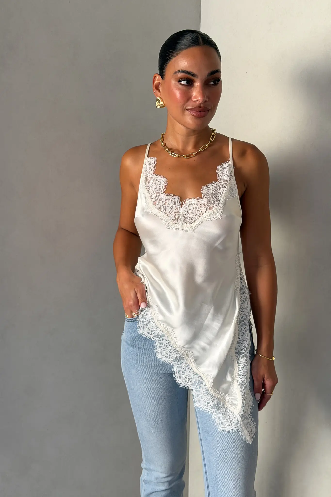 Lilah Lace Trim Top Ivory - Image 7