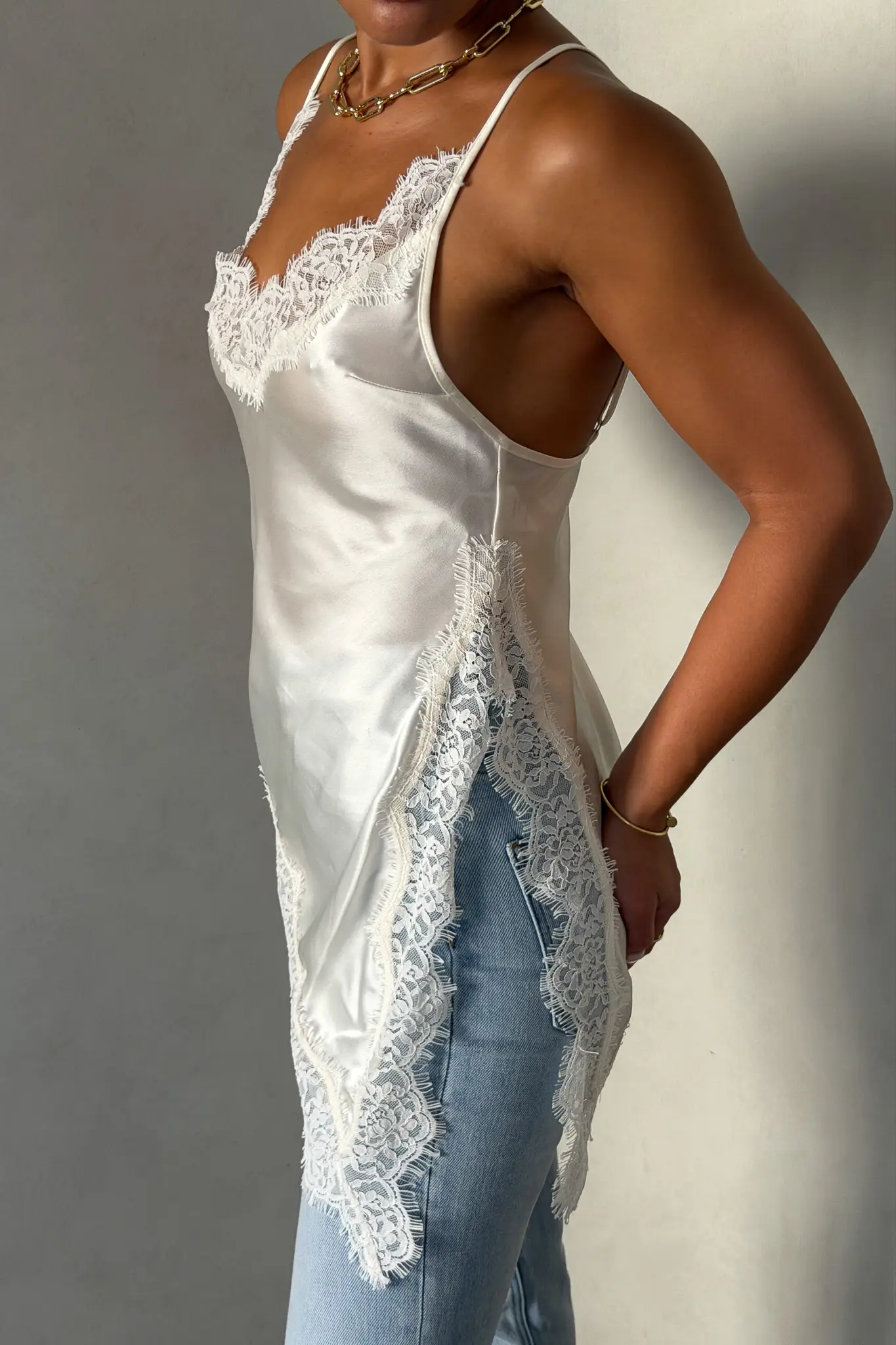 Lilah Lace Trim Top Ivory - Image 8