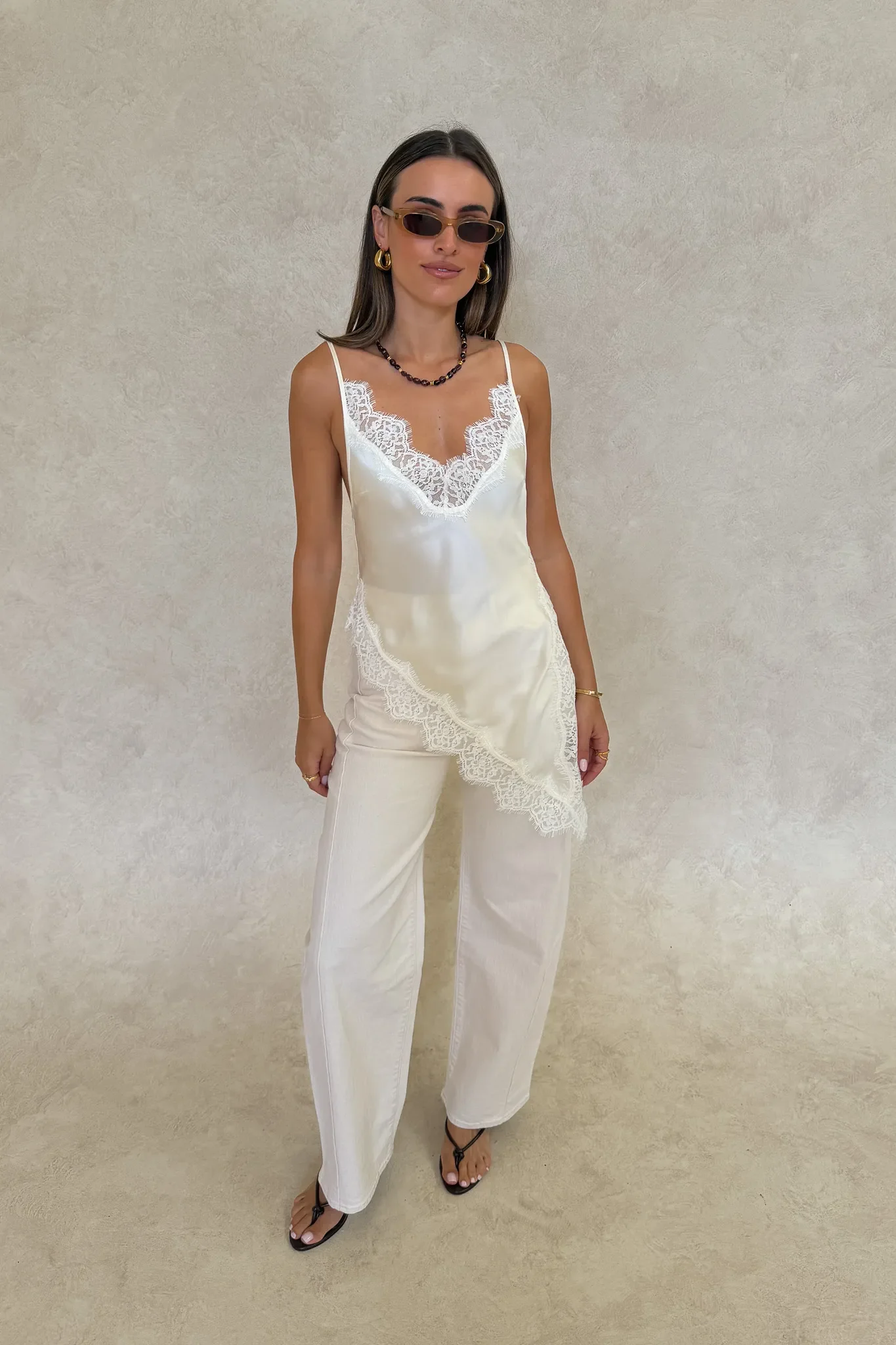 Lilah Lace Trim Top Ivory - Image 9