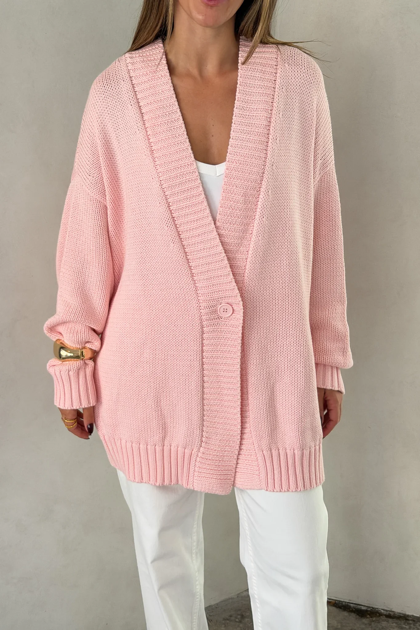 Loren Oversized Knit Cardigan Pink - Image 6