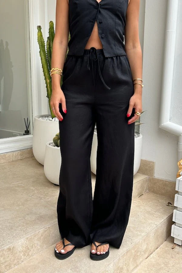 Luna Linen Pant Black - Image 10