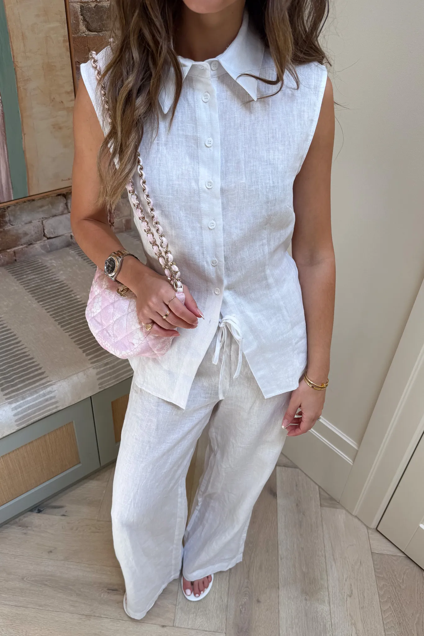 Luna Linen Pant White - Image 5