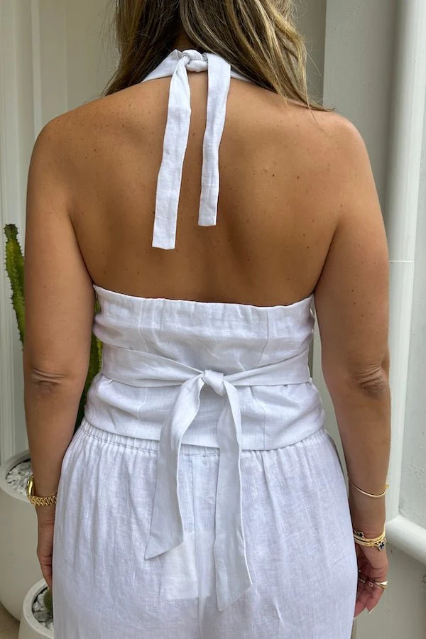 Luna Linen Vest White - Image 4