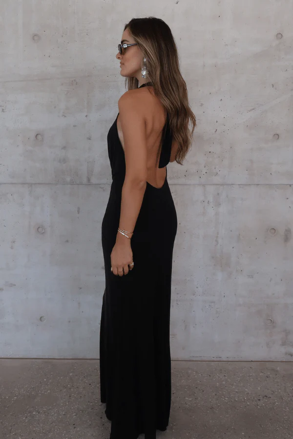 Saint Plunge Maxi Dress Black - Image 10