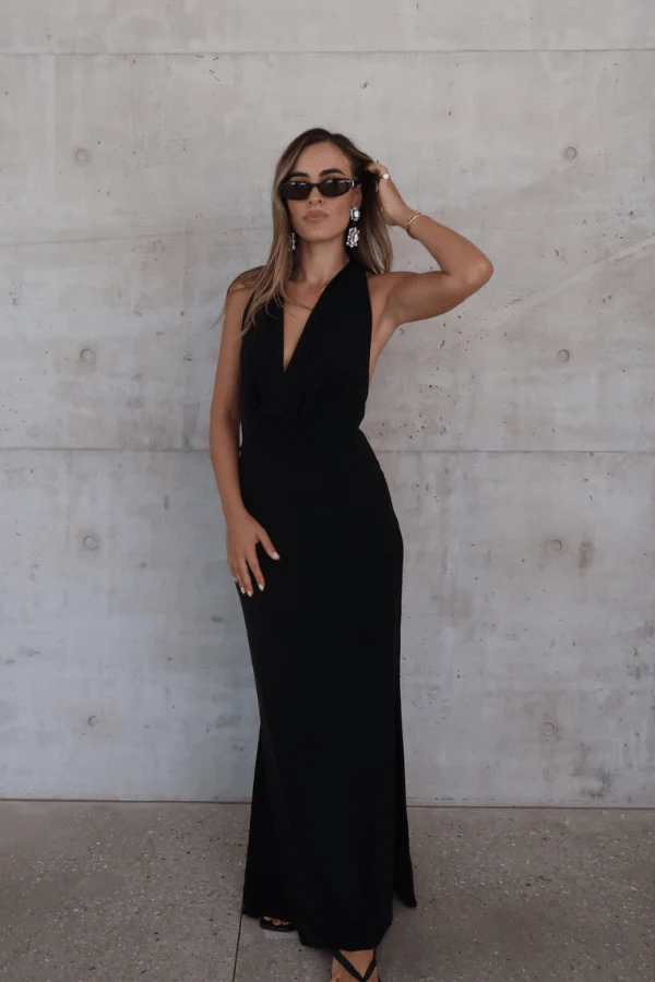 Saint Plunge Maxi Dress Black - Image 3