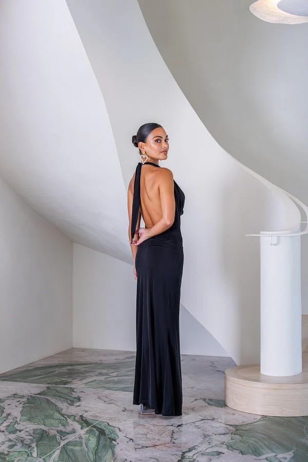 Saint Plunge Maxi Dress Black - Image 6