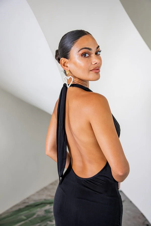 Saint Plunge Maxi Dress Black - Image 7