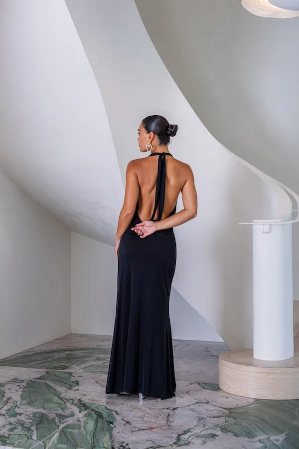 Saint Plunge Maxi Dress Black - Image 8