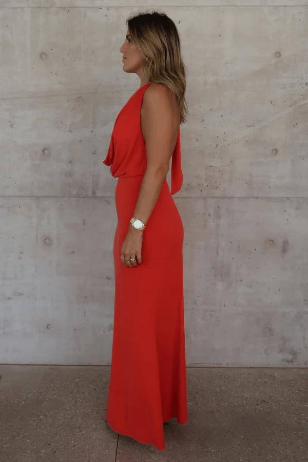 Saint Plunge Maxi Dress Red - Image 3