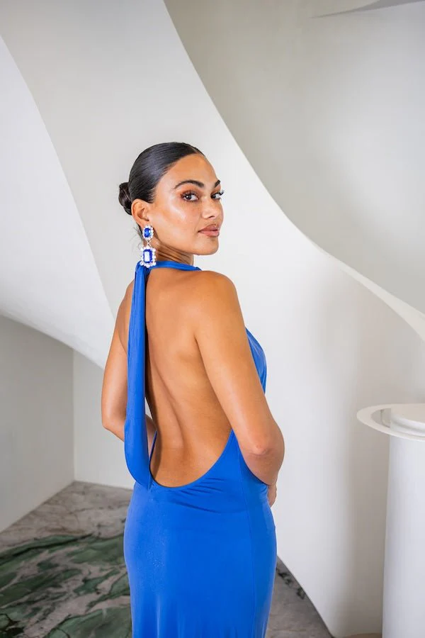 Saint Plunge Maxi Dress Sapphire - Image 3