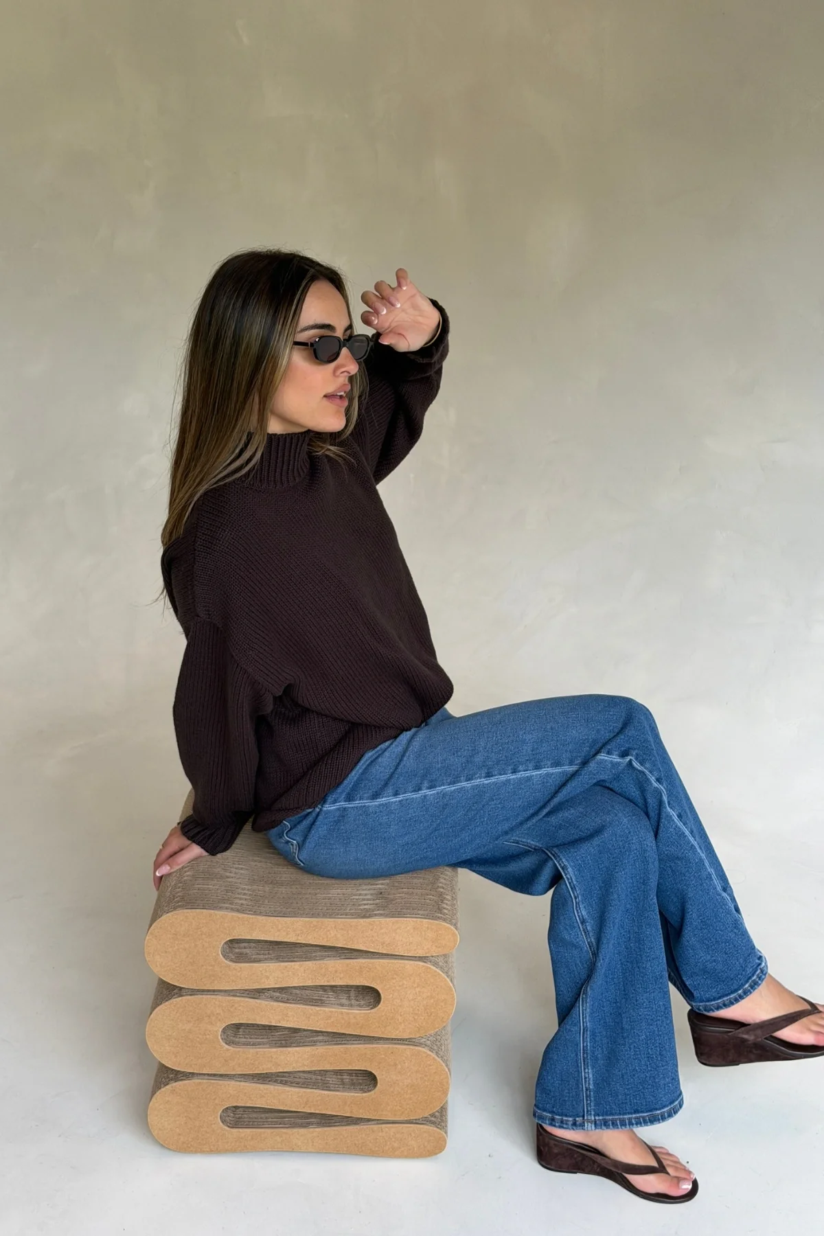 Sasha Turtle Neck Knit Sweater Chocolate - Image 5