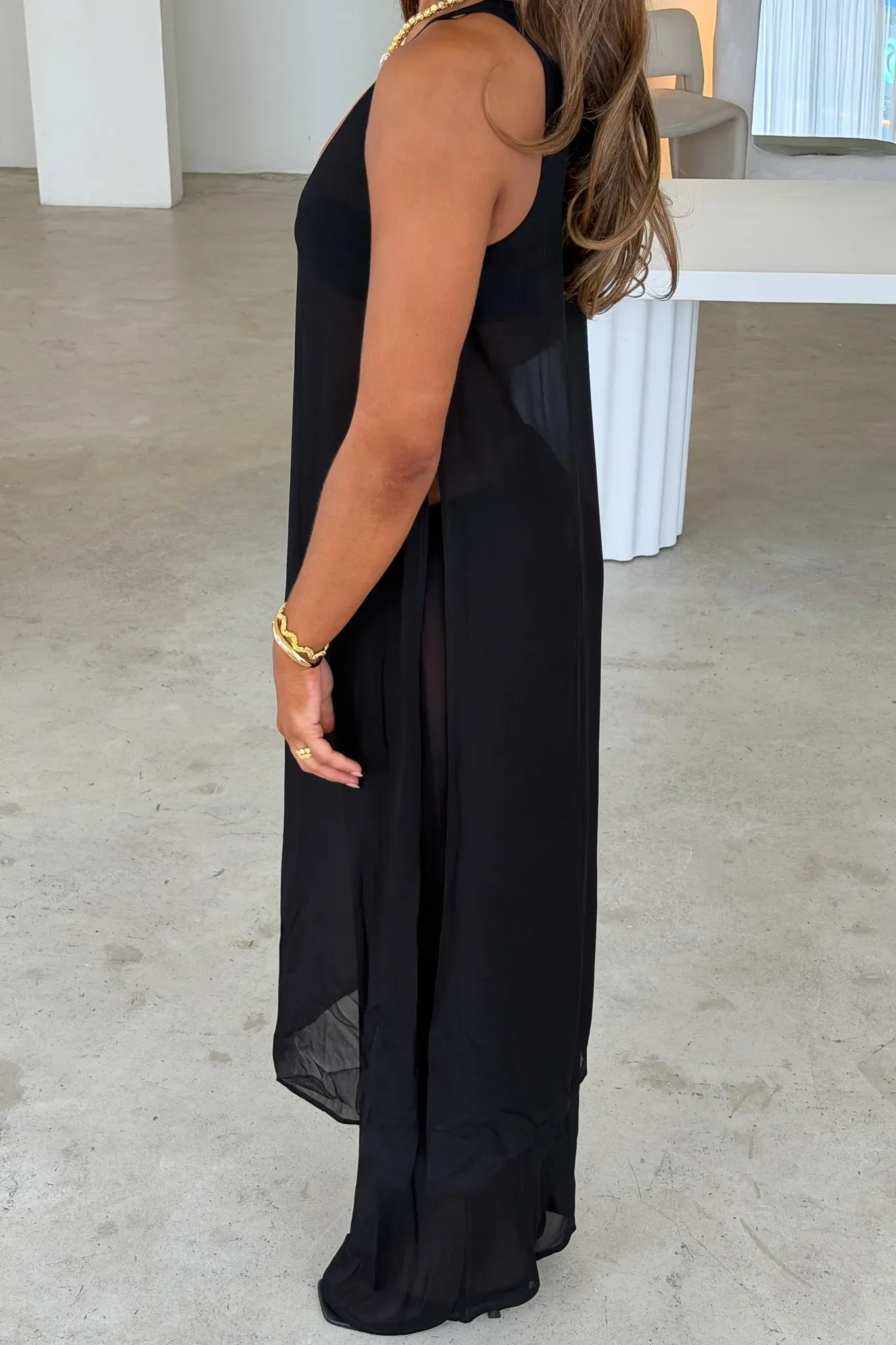 Sheer Tunic Dress Black - Image 9