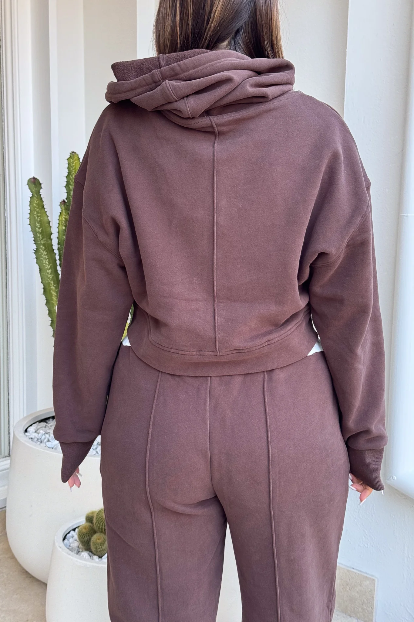 Terry Zip Hoodie Chocolate - Image 6