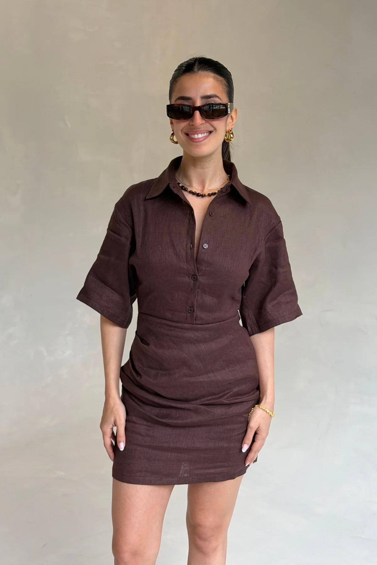 Vida Mini Dress Chocolate - Image 2