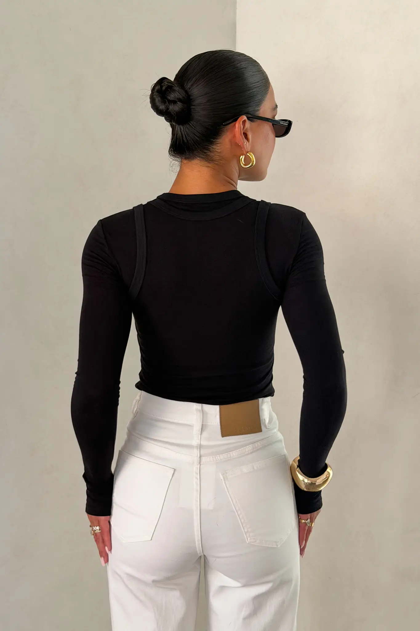 Yianni Layered Long Sleeve Top Black - Image 5
